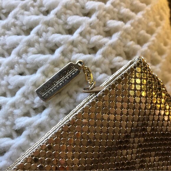 Whiting & Davis Gold Mesh Evening Bag Zippered Clutch Vintage Holiday Party NYE - Picture 11 of 11